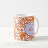 Monogram Oranje groovy retro Koffiemok (Voorkant rechts)