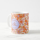 Monogram Oranje groovy retro Koffiemok (Voorkant links)