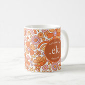 Monogram Oranje groovy retro Koffiemok (Voorkant rechts)