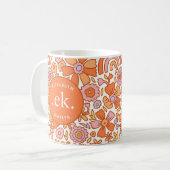 Monogram Oranje groovy retro Koffiemok (Voorkant links)