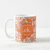 Monogram Oranje groovy retro Koffiemok (Links)