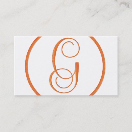 Monogram Oranje Letter G Elegant Visitekaartje (Voorkant)