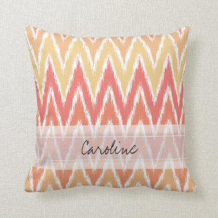 Monogram Oranje Ombre Ikat Chevron Zig Zag Pattern Kussen
