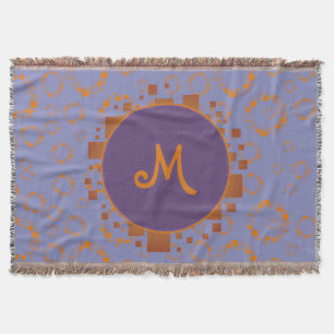 Monogram Oranje Paars cirkelplein Deken