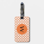 Monogram Oranje Quatrefoil Patroon Bagagelabel (Achterkant verticaal)