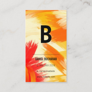 Monogram   Oranje Rode Kwaststreken Visitekaartje