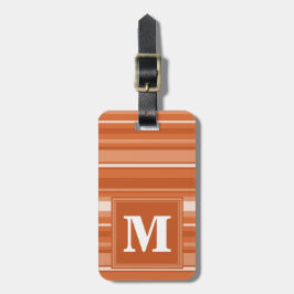 Monogram oranje strepen bagagelabel