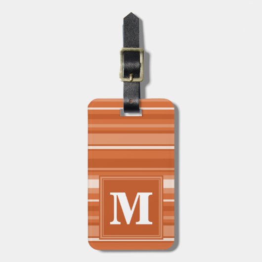 Monogram oranje strepen bagagelabel (Voorkant verticaal)