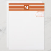 Monogram oranje strepen briefhoofd (Voorkant / Achterkant)