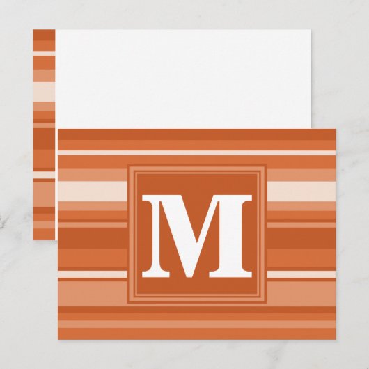 Monogram oranje strepen briefkaart (Voorkant / Achterkant)