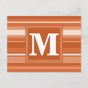 Monogram oranje strepen briefkaart