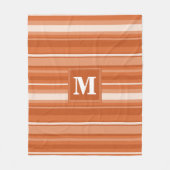 Monogram oranje strepen fleece deken (Voorkant)
