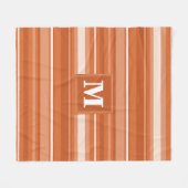 Monogram oranje strepen fleece deken (Voorkant (Horizontaal))