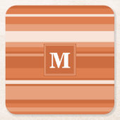 Monogram oranje strepen kartonnen onderzetters (Voorkant)