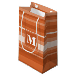Monogram oranje strepen klein cadeauzakje
