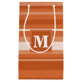 Monogram oranje strepen klein cadeauzakje