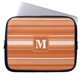 Monogram oranje strepen laptop sleeve