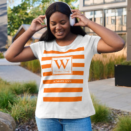 Monogram | Oranje strepen | Leuk modern T-shirt