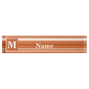 Monogram oranje strepen naambordje