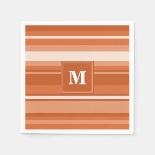 Monogram oranje strepen servetten (Voorkant)