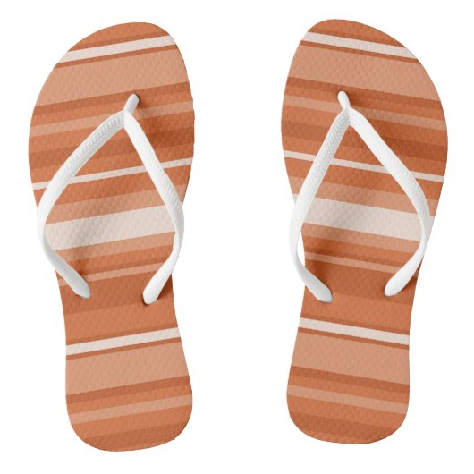 Monogram oranje strepen teenslippers (Voetbed)