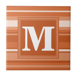 Monogram oranje strepen tegeltje