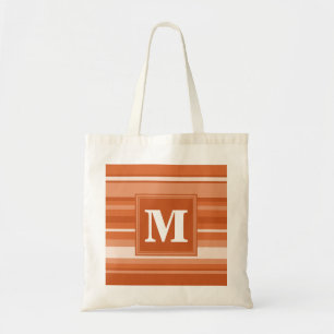 Monogram oranje strepen tote bag