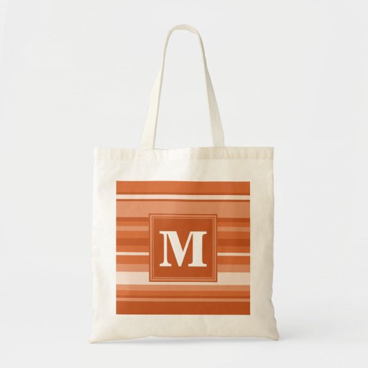 Monogram oranje strepen tote bag (Voorkant)