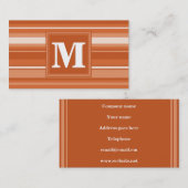Monogram oranje strepen visitekaartje (Voorkant / Achterkant)