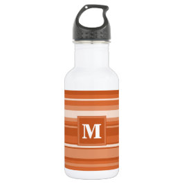 Monogram oranje strepen waterfles 