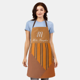 Monogram Oranje stripes Bruine valkleuren Schort