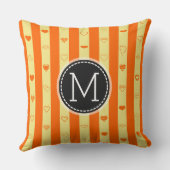 Monogram Oranje Stripes Modern Heart Pattern Kussen (Achterkant)