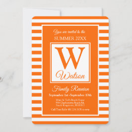 Monogram Oranje Stripes Summer Family Reunion Kaart
