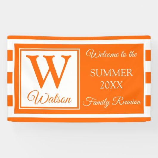 Monogram Oranje Stripes Summer Family Reunion Spandoek (Horizontaal)