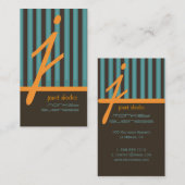 Monogram oranje/teal/chocolade strepen visitekaartje (Voorkant / Achterkant)
