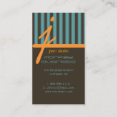Monogram oranje/teal/chocolade strepen visitekaartje (Achterkant)