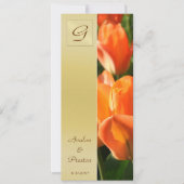 Monogram Oranje Tulip Wedding Program Uitnodiging (Voorkant)
