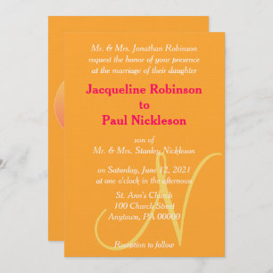 Monogram Oranje Uitnodiging tot weduwschap tussen 