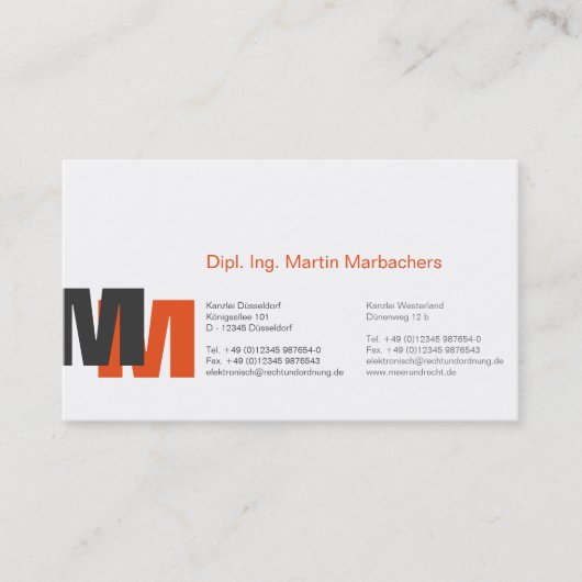 Monogram Oranje Visitekaartje (Voorkant)