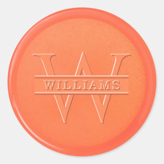 Monogram Oranje waszegel Sticker (Voorkant)