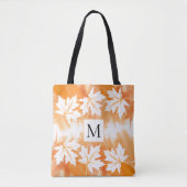 Monogram Oranje waterverf en esdoorbladeren Tote Bag (Voorkant)