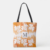 Monogram Oranje waterverf en esdoorbladeren Tote Bag (Achterkant)