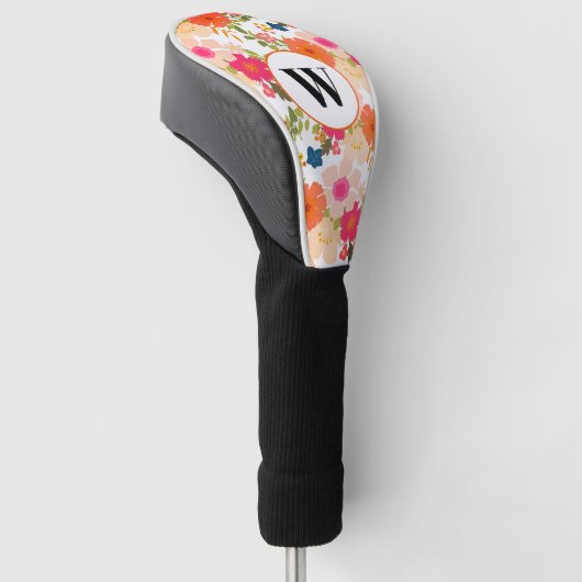 Monogram Oranje Waterverf Floral Golfheadcover (Schuin)