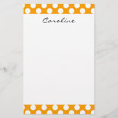 Monogram Oranje White Trendy Fun Polka Dot Pattern Briefpapier (Voorkant)