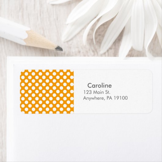 Monogram Oranje White Trendy Fun Polka Dot Pattern Etiket (Insitu)