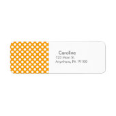 Monogram Oranje White Trendy Fun Polka Dot Pattern Etiket (Voorkant)