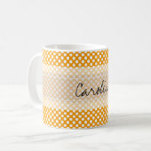 Monogram Oranje White Trendy Fun Polka Dot Pattern Koffiemok (Voorkant links)