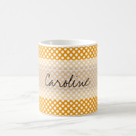 Monogram Oranje White Trendy Fun Polka Dot Pattern Koffiemok (Center)