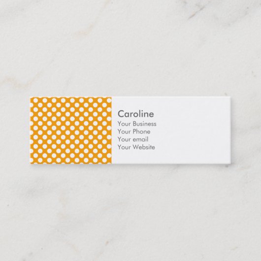 Monogram Oranje White Trendy Fun Polka Dot Pattern Mini Visitekaartje (Voorkant)