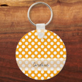 Monogram Oranje White Trendy Fun Polka Dot Pattern Sleutelhanger (Voorkant)